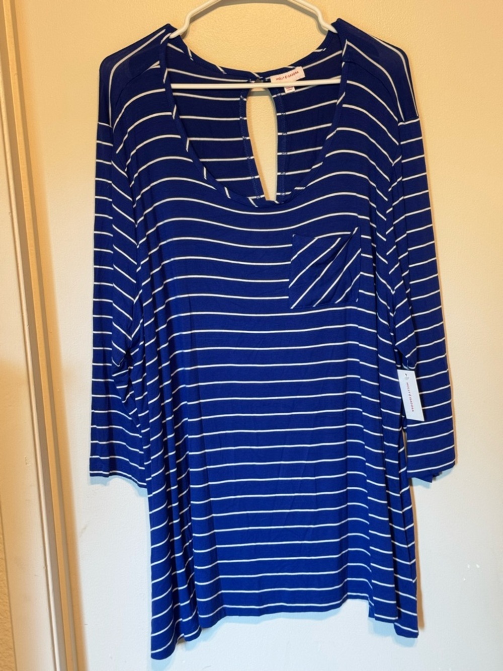 Molly & Isadora Blue Striped Scoop Neck Tunic. Relaxed fit, NWT